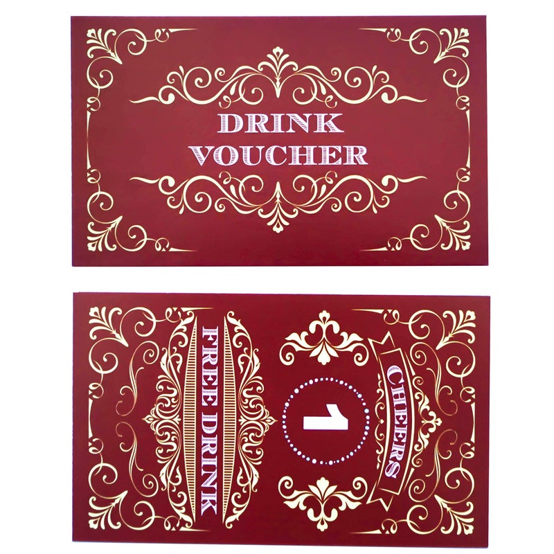 RXBC2011 100 Free Drink Tickets Coupons for a Free Drink Wedding Christmas Work Event Party Bar Wine Red - Image 2